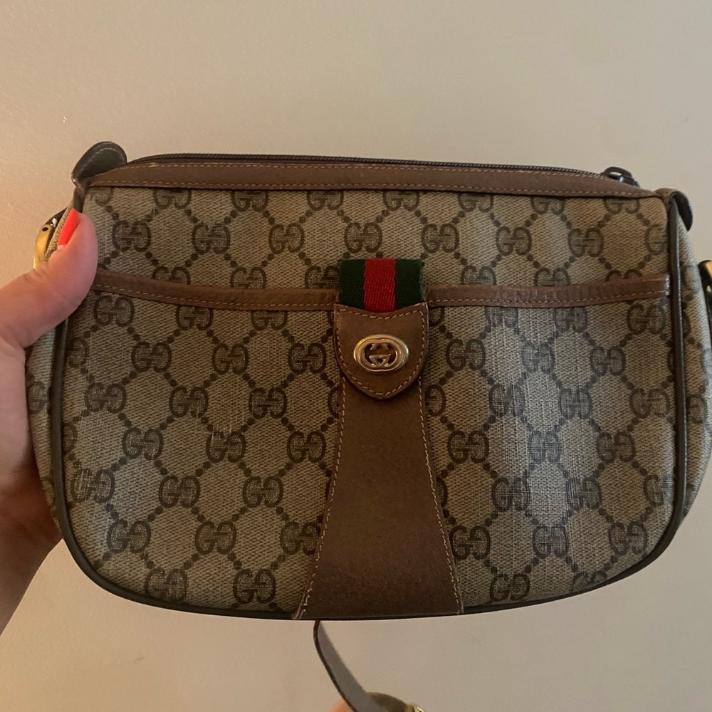 Gucci Beige and Brown GG Crossbody Bag